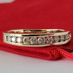 ❤️14k Size 8.5 Beautiful Solid Yellow Gold Genuine Diamond Band Ring!/ Anillo de Banda de Oro con Diamantes Genuinos! 👌🎁Post Tags: Anillo de Oro