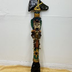 Aztec Warrior Rain Stick made in Mexico double sided Axe Hacha de Guerrero Azteca Sacrificial Axe