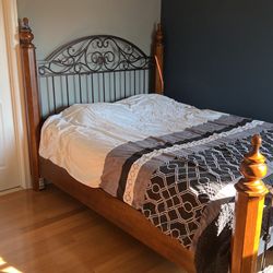 Metal And Wood Queen Bed Frame