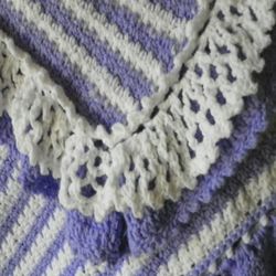 Beautiful Blanket or Adult Throw has Beautiful Edging 45”x56” Hand Crochet