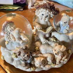 Vintage Westland Dreamsicle Musical Angel Snow Globe 