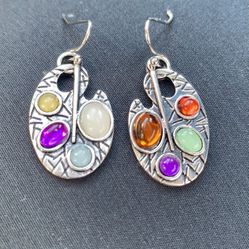 Vintage Multi Stones Art Earrings 