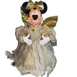 Minnie Mouse Angel Christmas Tree Topper 13" Lighted 1997 Vintage Gold DISNEY
