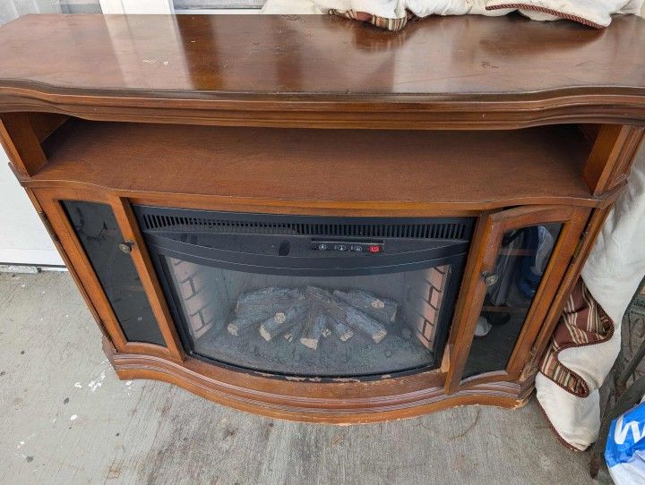 Electric Fireplace And 3 Glass Coffee Tables