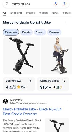 Marcy Foldable Upright Exercise Bike with Adjustable Resistance for Cardio Workout & Strength Training! Bicycle Work Out Training Gym
