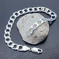 BRAND NEW Mens Solid Italian 925 Sterling Silver Curb Chain Bracelet