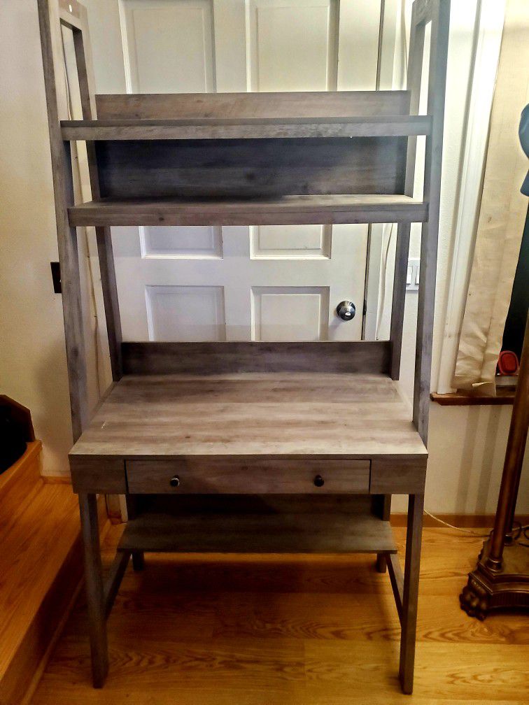 Selling Wood Desk Homenations 36" Ladder PC Desk, Washed Gray 

