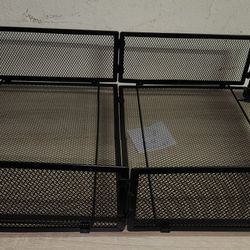 Underbed Storage Container, Carbon Steel Sturdy Under Bed Organizer with Wheels for Home (Black