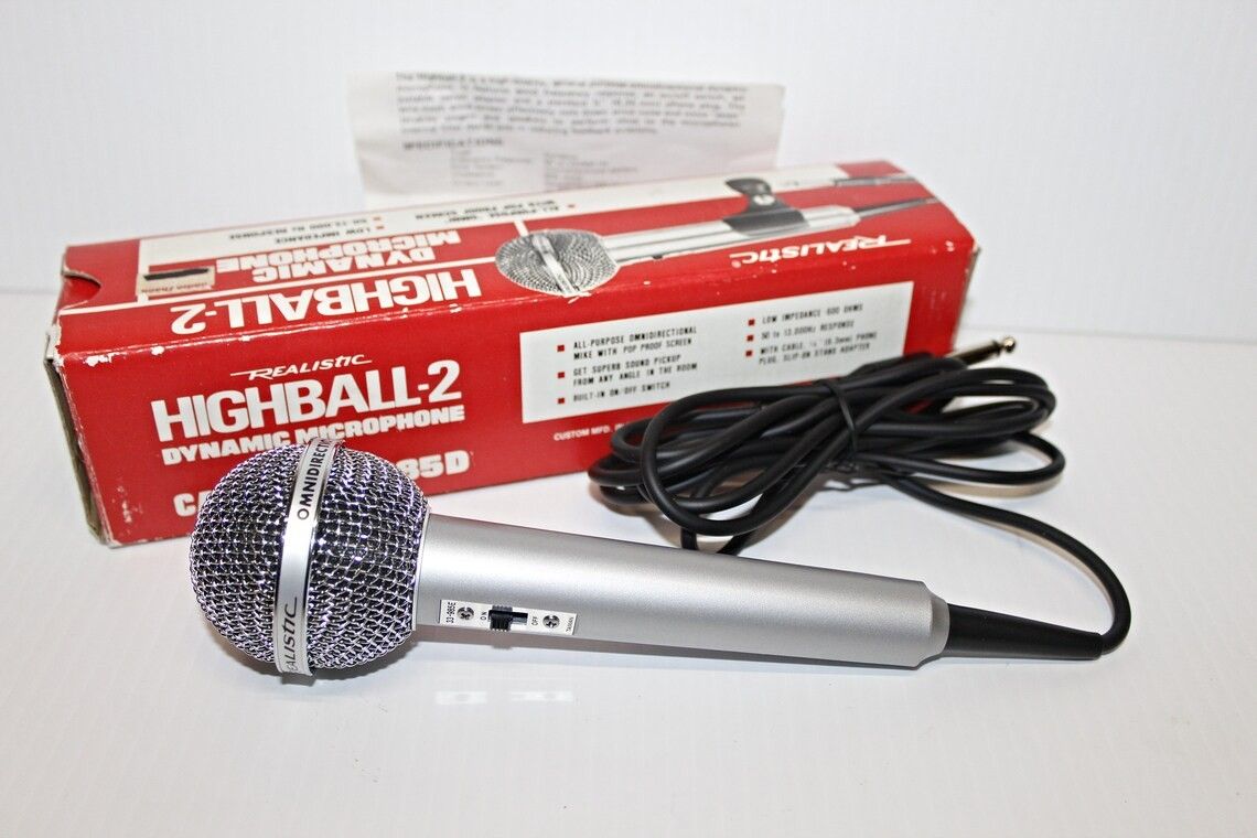 Vintage Realistic Highball-2 Dynamic Microphone Original Box 33-985D Radio Shack