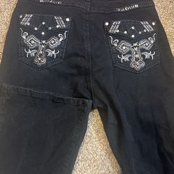 Black Cross Bootcut Jeans