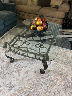 Mesita centro metal glass