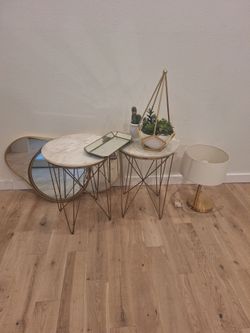 All items in the picture come together Marble Top Nesting Side Tables Set of 2