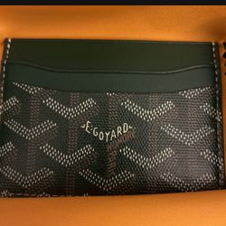 Mens Ladies GoYard Green/Black  Leather Credit Card Wallet New 