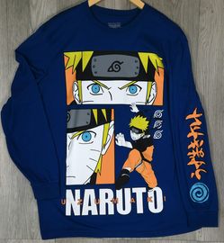 Naruto Shippuden Uzumaki Long Sleeve Blue Graphic Shirt XL #7