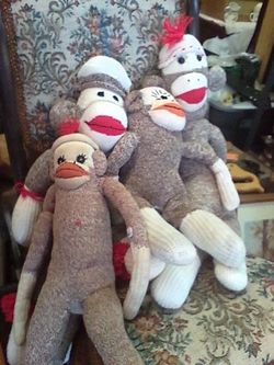 Vintage Sock Monkey set of 4