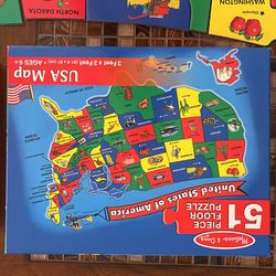 Usa Map Floor Puzzle 51 Pieces 