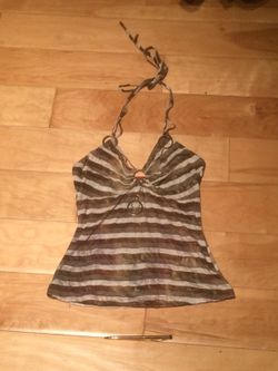 brown and beige halter top top - small