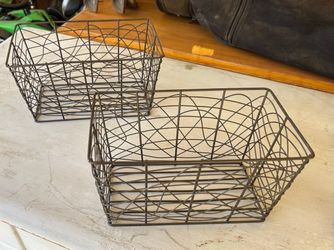 Nickel colored decorative baskets set of 2