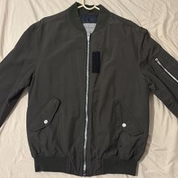 Zara Olive Bomber Flight Jacket 