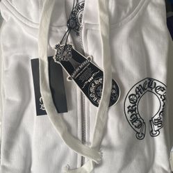 White Chrome Hearts Hoodie Zip Up Size Medium