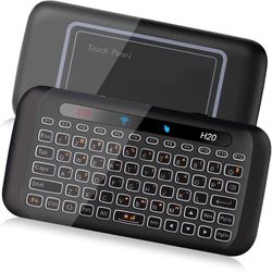 H20 Mini Wireless Backlit Keyboard & Touchpad Combo, Rechargeable, 7 Colors, 3 Brightness Levels, Infrared Learning, & More