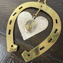 Hand Made Horseshoe Necklace Gold&Silver Colour & Pendant