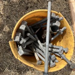 Bucket Of 15”Galvanized Foundation Bolts