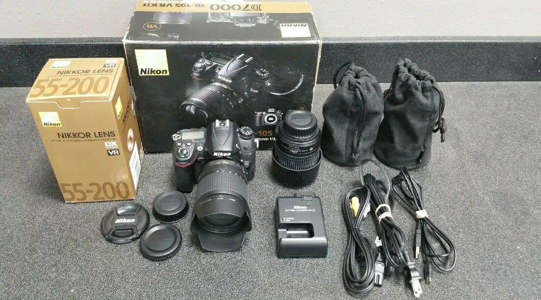 Nikon D7000 W/Battery,Charger, 18-105mm , 55-200mm Lenses