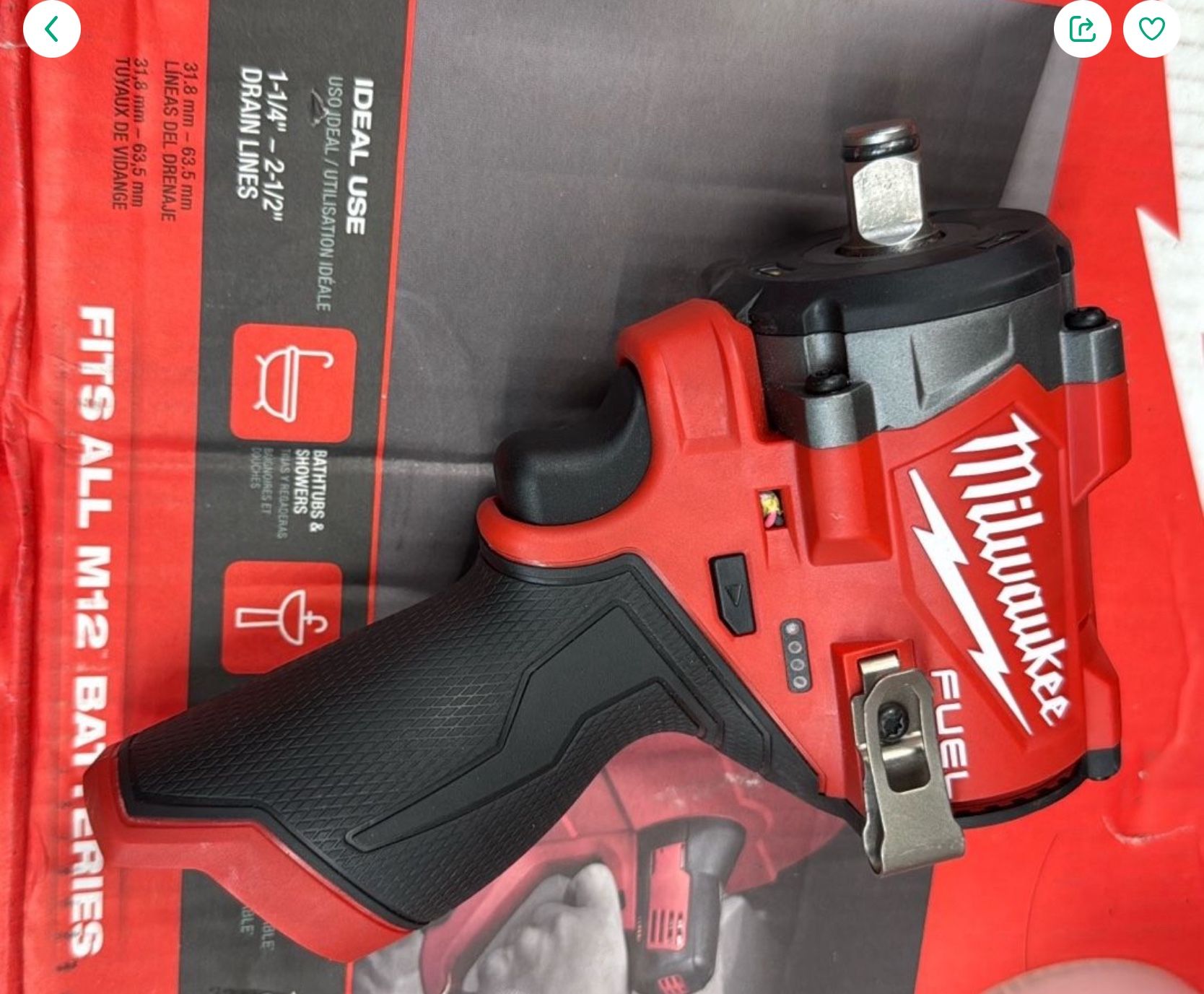 Milwaukee M12 Fuel Stubby 1/2 Impact Wrench Tool Only