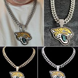 Jacksonville Jaguars iced cjain necklace 20 or 24". MANY TEAMS AVAILABLE SHIPPING AVAILABLE