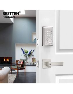 BESTTEN Keyed Entry Door Knob with Lock, Interior and Exterior