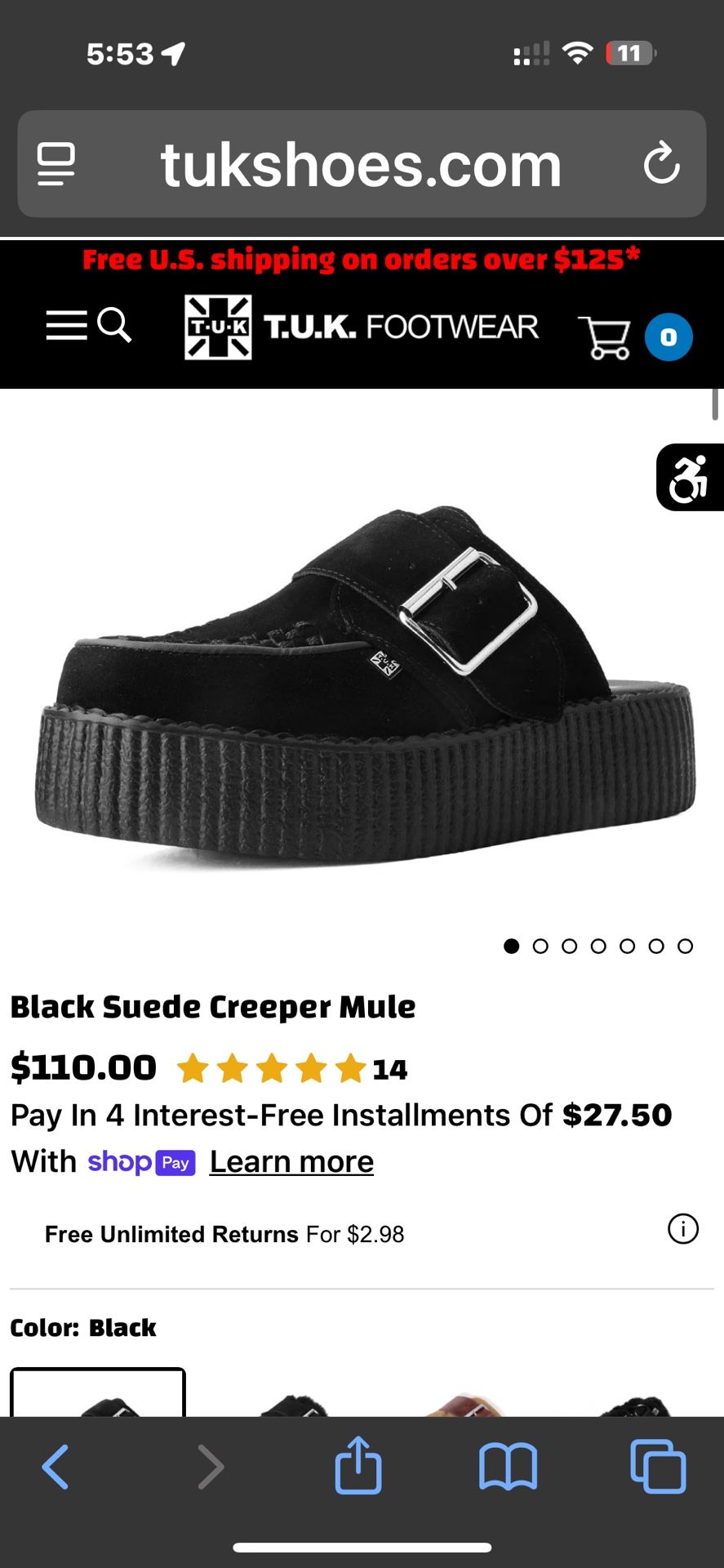 Black Suede Creeper Mule