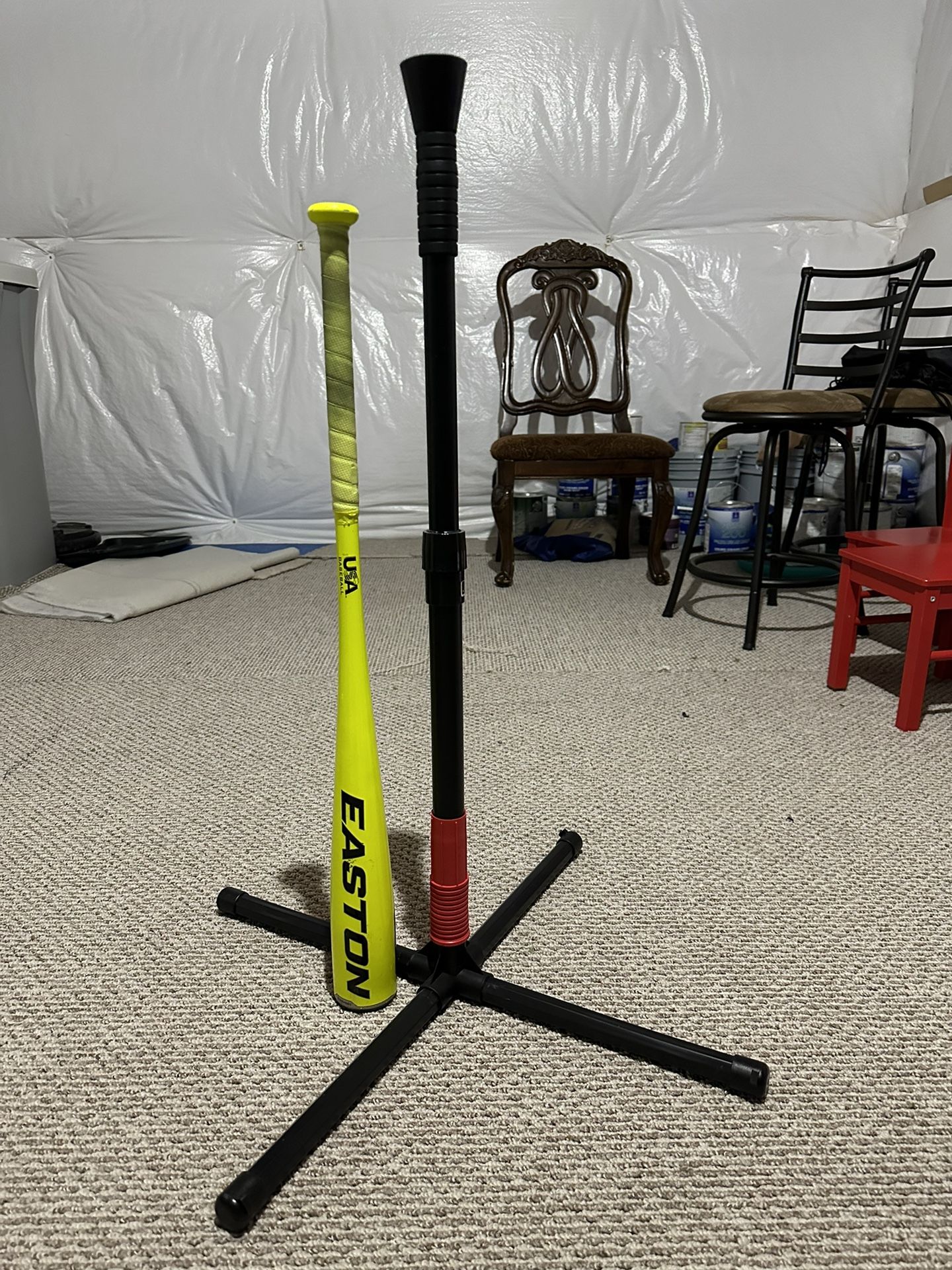 Easton 30 Inch Bat And Franklin Baseball Tee For Hitting Practice