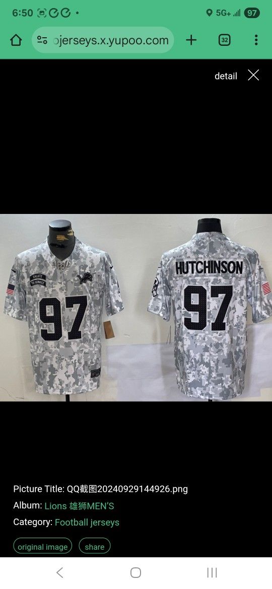 DETROIT LIONS "SALUTE to SERVICE" jerseys HUTCH and ST. BROWN