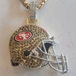 49ers Bling Helmet Pendant with chain!