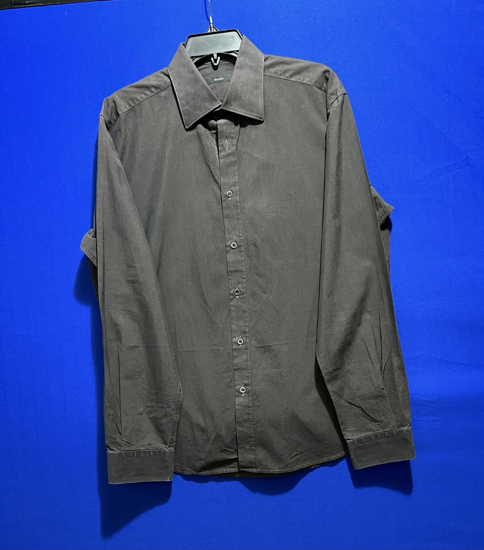 Men’s GUCCI Brown Dress Shirt, Size 16, 100% Cotton