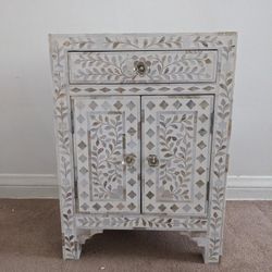 Bone Inlay Bedside Table 