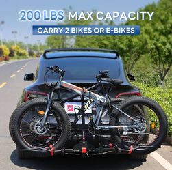 FORWODE Bike Rack Hitch for Car, 200 LB 2-Bike Racks with Hitch Lock, Wobble Free Smart Tilting Folding Hitch Mount Bike Rack for Car with 2 Inch Rece