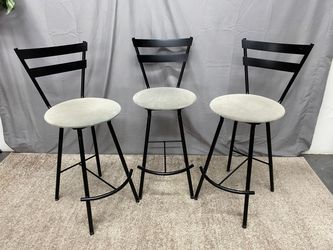 Black Geometric Upholstered Counter Stools (Set of 3)