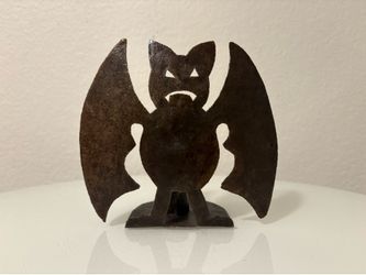 Candle Holder Metal Bat Folk Art