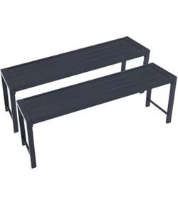 VICLLAX Outdoor Bench 1 Piece, 51" Long Garden Bench, Backless Porch Patio Bench Metal Park Bench, Black