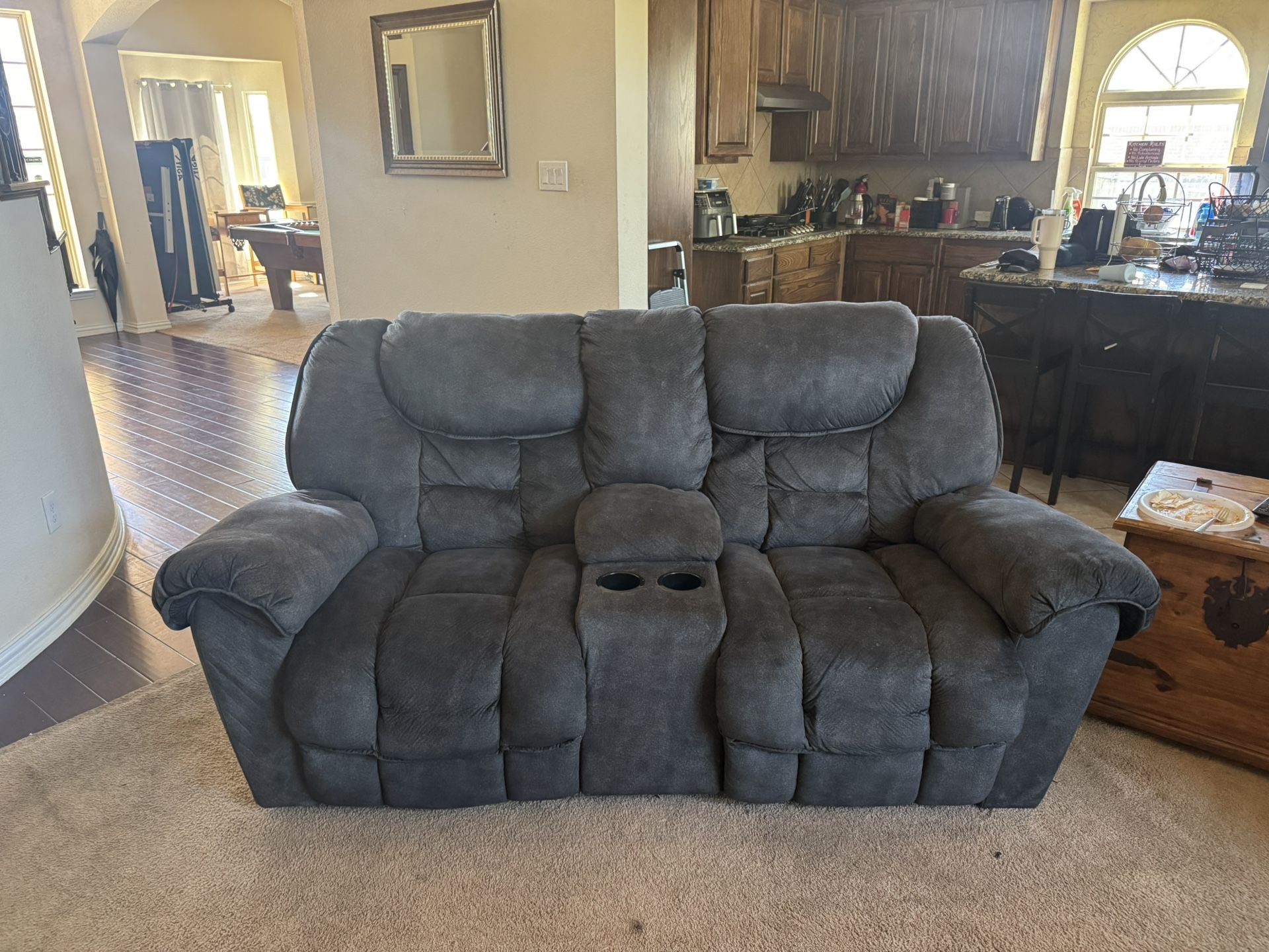 OBO-Recline Love Seat With Charging Console