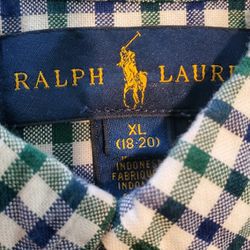 RL Ralph Lauren Short Sleeved Shirt  -  Size Mens S / Boys  18/20.