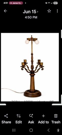Vintage Made in Italy Gothic Candelabra Table Lamp Working Electric & Wax Candle Holders 36”