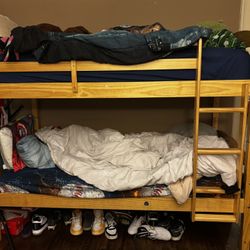 Wood Twin Bunk Bed – Converts to 2 Separate Twin Beds + FREE Mattress