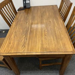 Heavy Table No Chairs 46x66 “ Oak Extra Leaf Included
