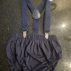 Infant Baby Boy Suspenders Diaper Cover Navy Blue Photoshoot Outfit Cake Smash 1st Birthday Pictures