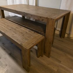 Finn Natural Wood Dining Table and 2 Benches