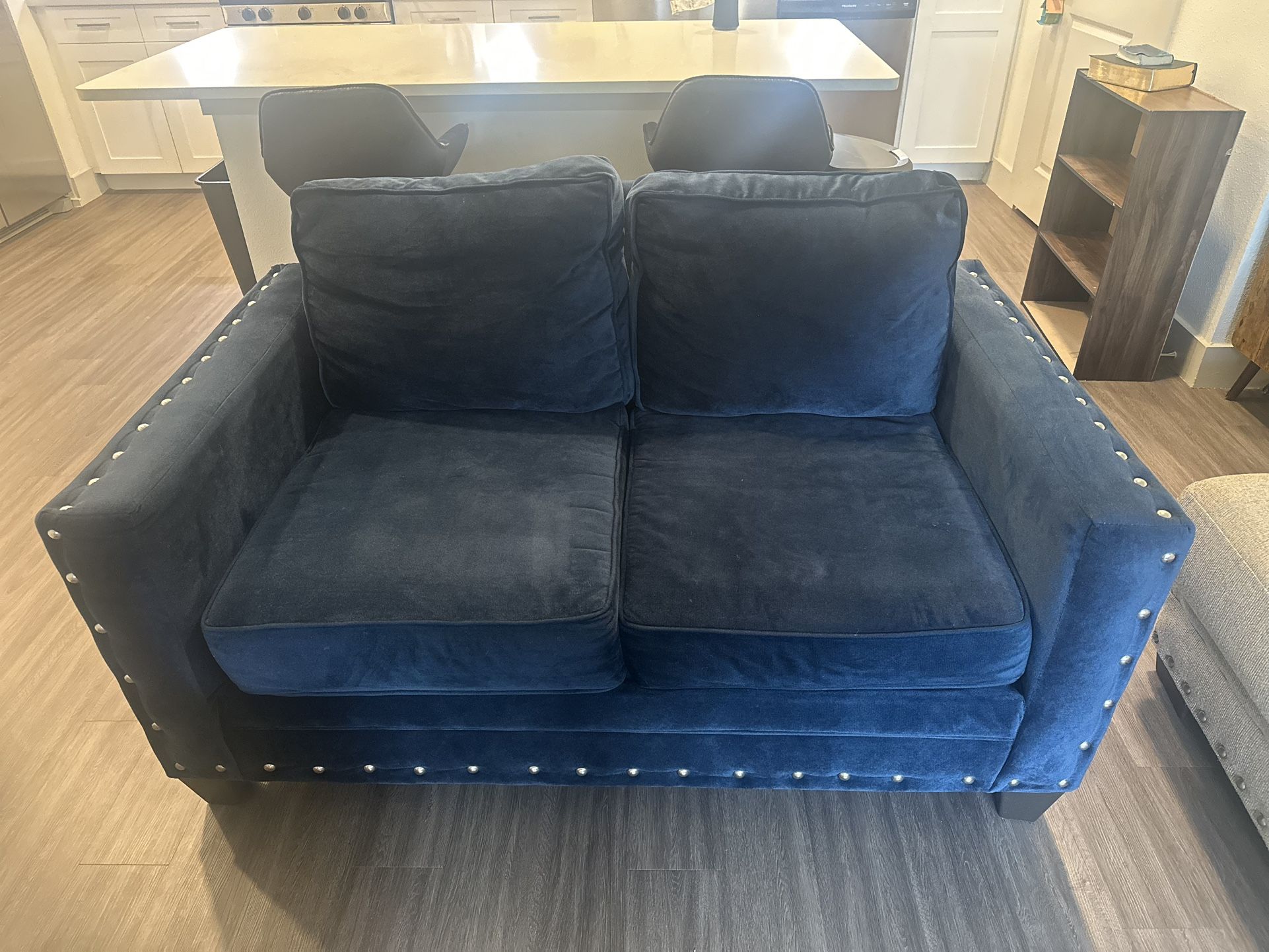 Blue Suede Loveseat
