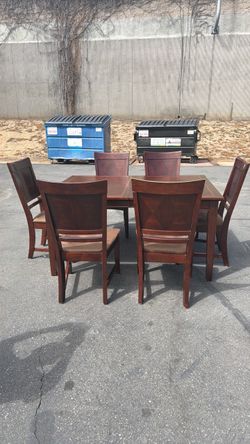 Wood Dining Table Set with 6 Chairs